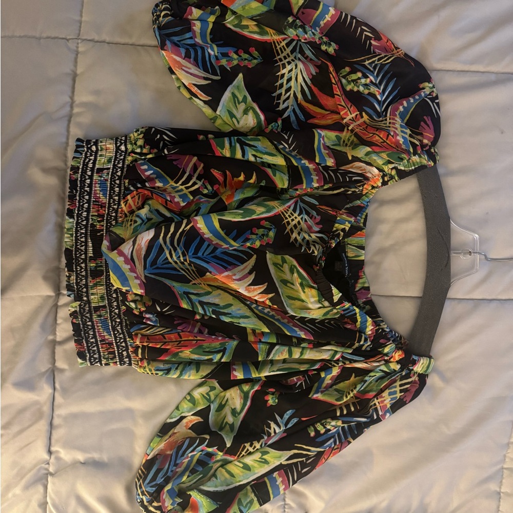 Colorful Leaf Print Blouse